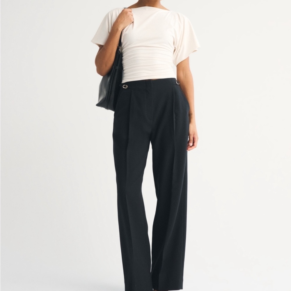 Abercrombie & Fitch Black Wide-Leg High-Waist Trousers Curve Love